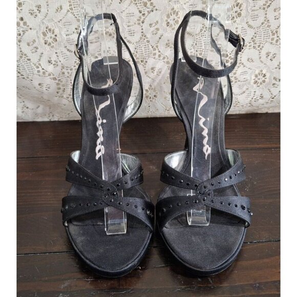 EUC Nina Black Leather Strappy Dress Heels/Sz. 7.5M - Picture 5 of 8